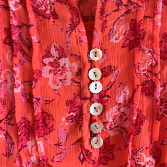 Free People See It Through Dress in Coral Peach Combo Size XS NWT - Picture 10 of 14